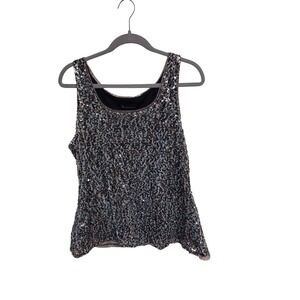INC Sequin Tank Top Sleeveless Party Sparkle‎ Blouse Top L